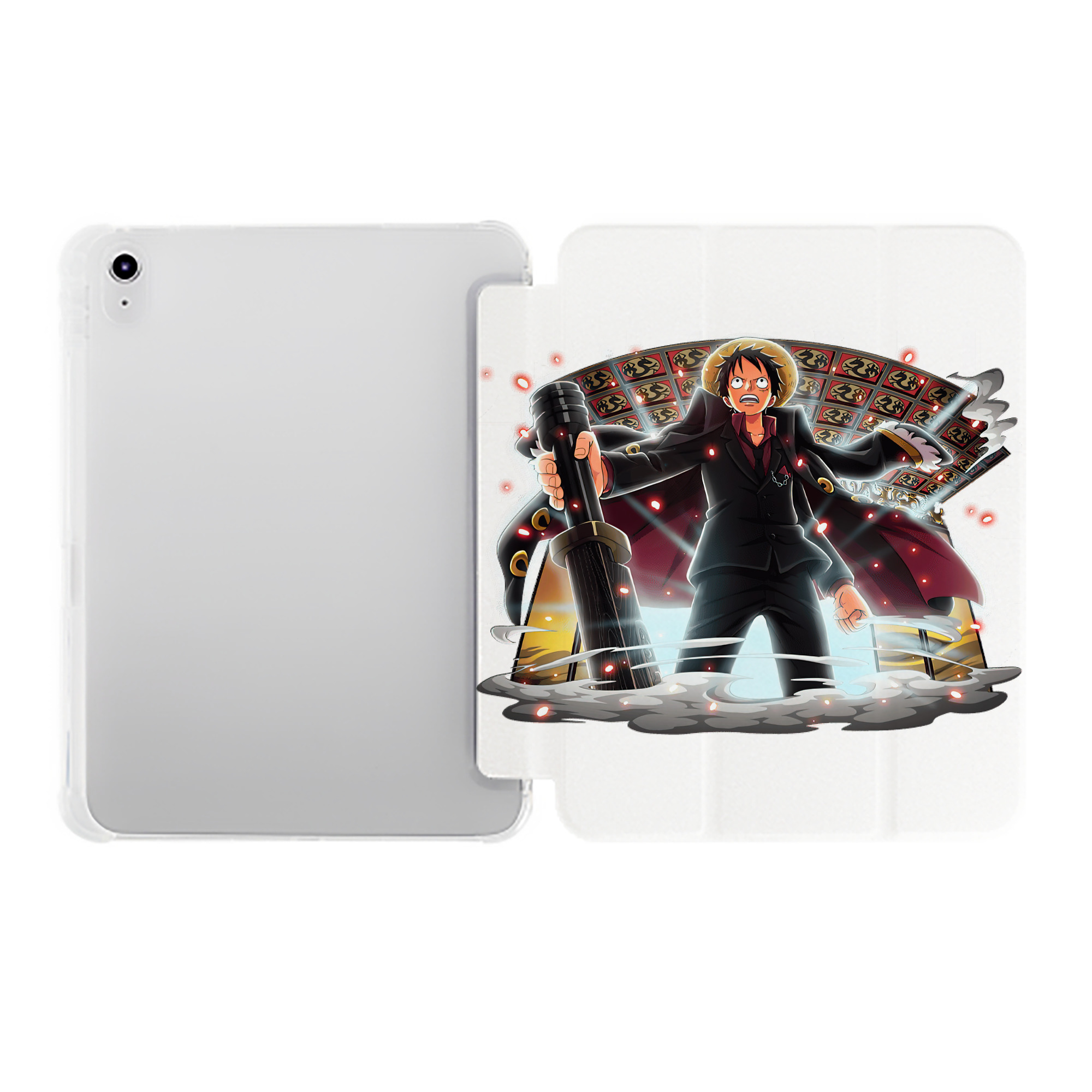 （画像用） ワンピース モンキー・D・ルフィ ONE PIECE Monkey D. Luffy IPad ケース ペン収納付き 三つ折りスタンド PUレザー×シリコン 対応機種9.5/10.5/10.9インチ